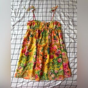 Women's Multicolored Floral Print Babydoll Dress Size S.